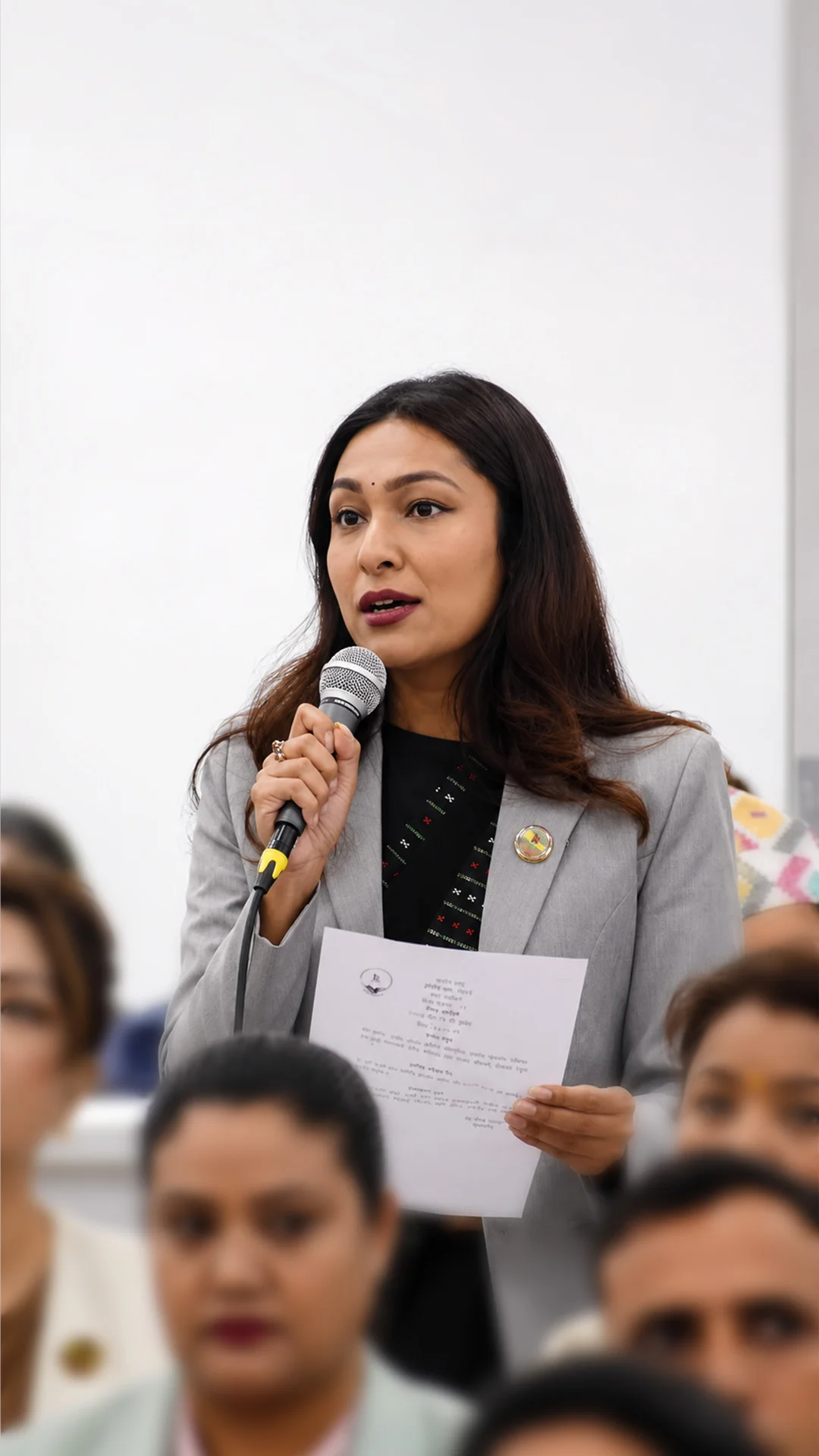 Anushka Shrestha speaking in parliament